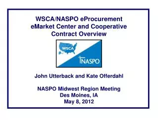 WSCA/NASPO eProcurement eMarket Center and Cooperative Contract Overview