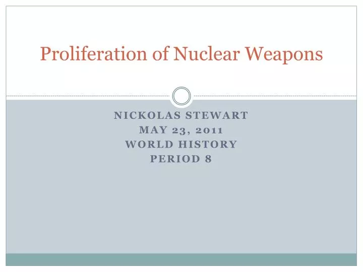 proliferation of nuclear weapons