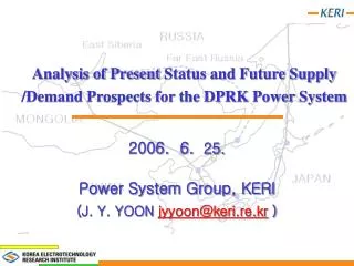 Analysis of Present Status and Future Supply /Demand Prospects for the DPRK Power System