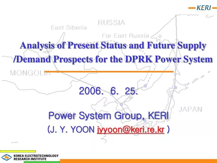 analysis of present status and future supply demand prospects for the dprk power system