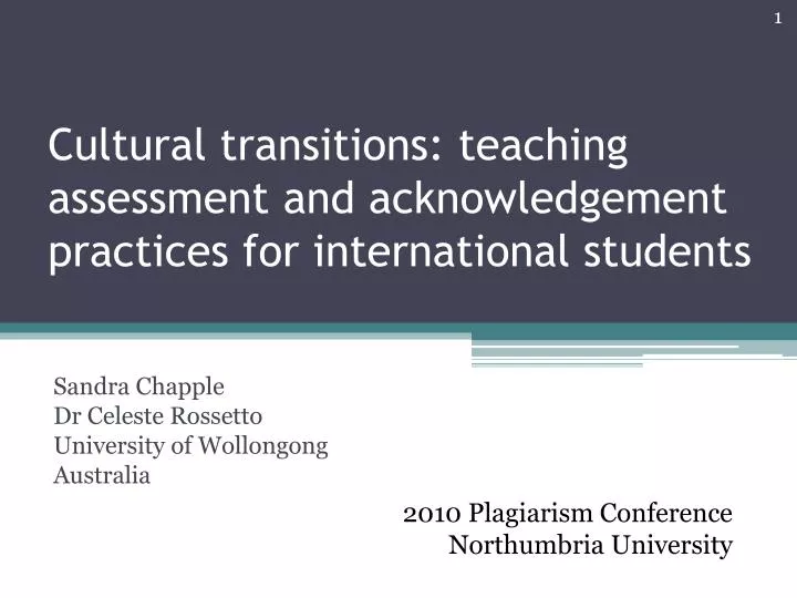 cultural transitions teaching assessment and acknowledgement practices for international students