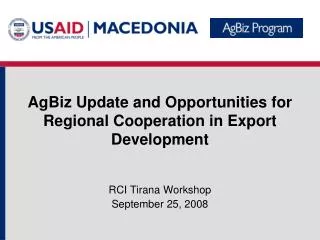 RCI Tirana Workshop September 25, 2008