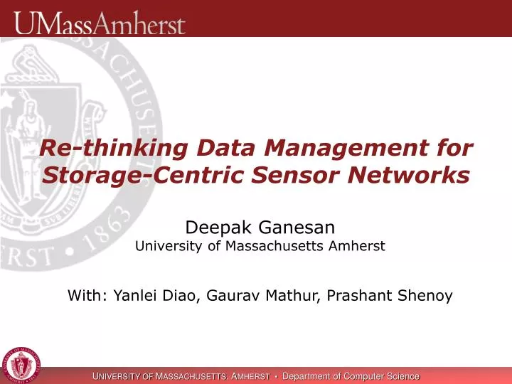re thinking data management for storage centric sensor networks