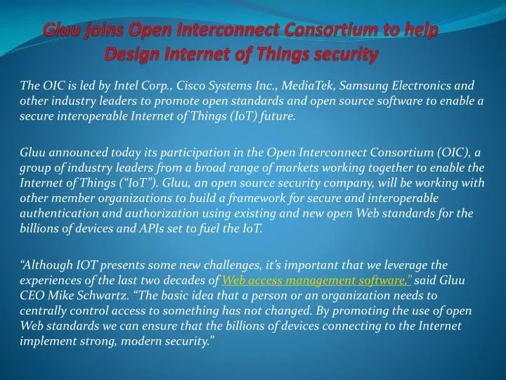 gluu joins open interconnect consortium to help design internet of things security