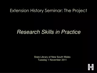 Extension History Seminar: The Project