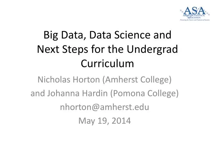 big data data science and next steps for the undergrad curriculum
