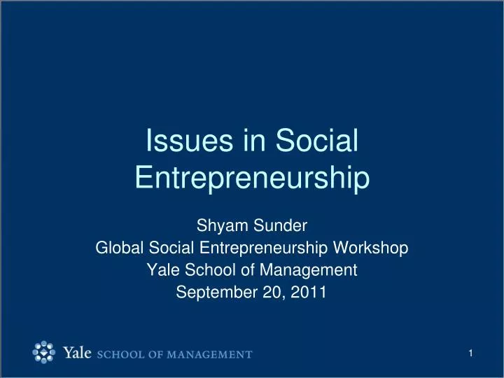 issues in social entrepreneurship
