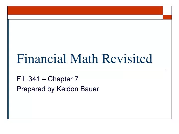 financial math revisited
