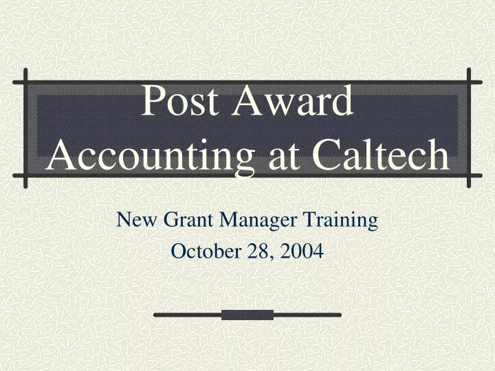 post award accounting at caltech