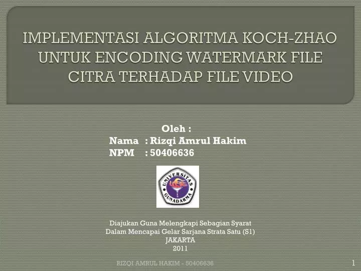 implementasi algoritma koch zhao untuk encoding watermark file citra terhadap file video