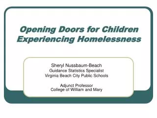 opening doors for children experiencing homelessness