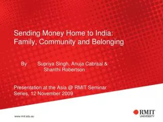 Sending Money Home to India: Family, Community and Belonging