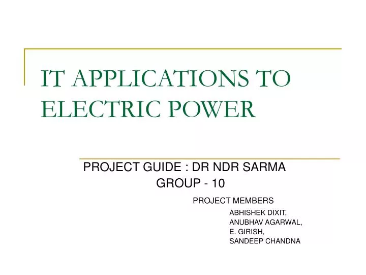 it applications to electric power