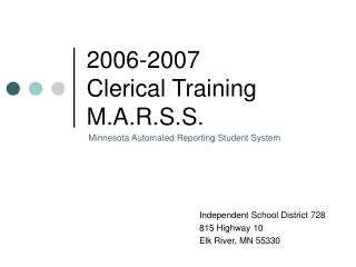 2006-2007 Clerical Training M.A.R.S.S.