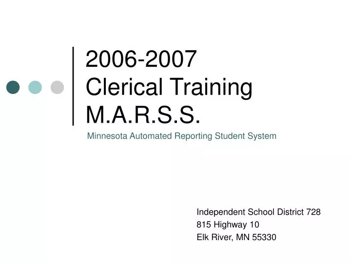 2006 2007 clerical training m a r s s