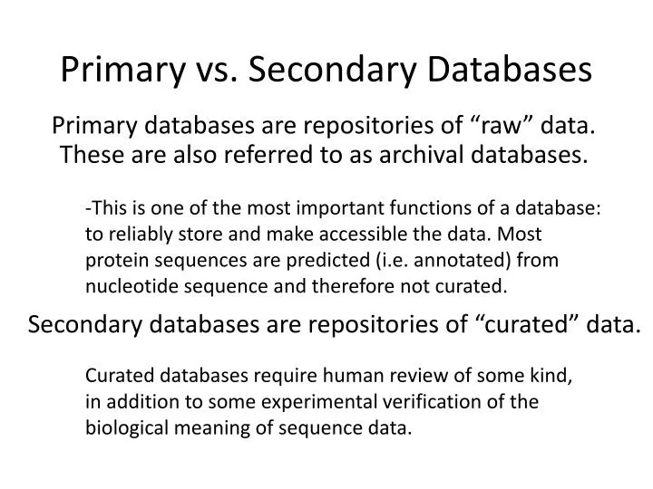 primary vs secondary databases