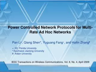 Power Controlled Network Protocols for Multi-Rate Ad Hoc Networks