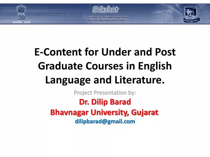 e content for under and post graduate courses in english language and literature