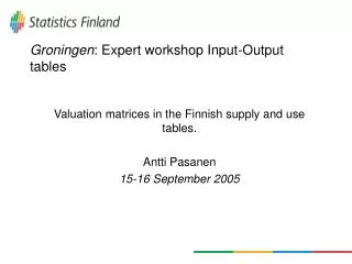 Groningen : Expert workshop Input-Output tables