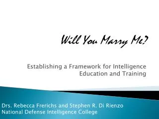 Establishing a Framework for Intelligence Education and Training