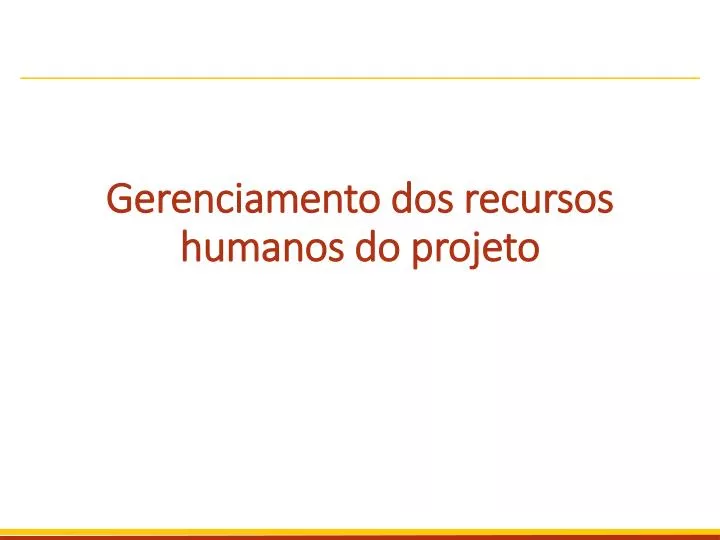 gerenciamento dos recursos humanos do projeto