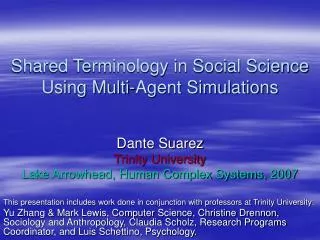 Shared Terminology in Social Science Using Multi-Agent Simulations