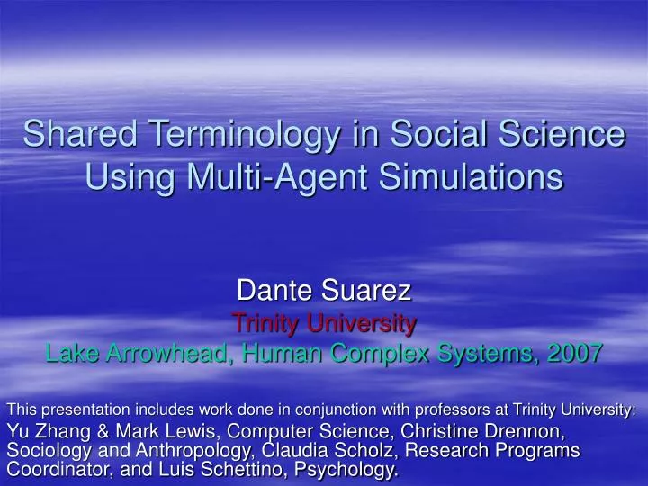 shared terminology in social science using multi agent simulations