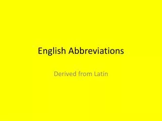 English Abbreviations