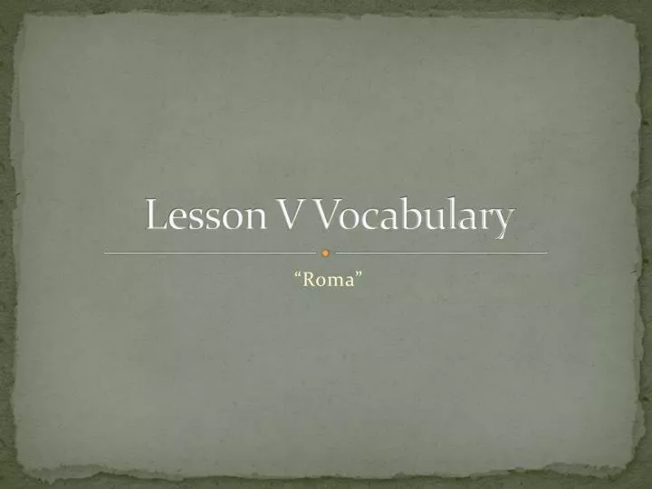 lesson v vocabulary