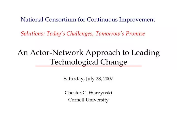 an actor network approach to leading technological change