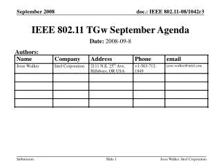 IEEE 802.11 TGw September Agenda