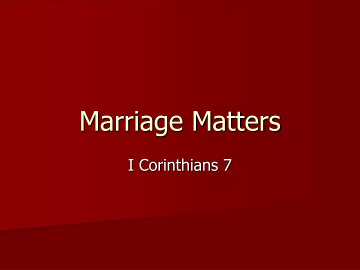 marriage matters
