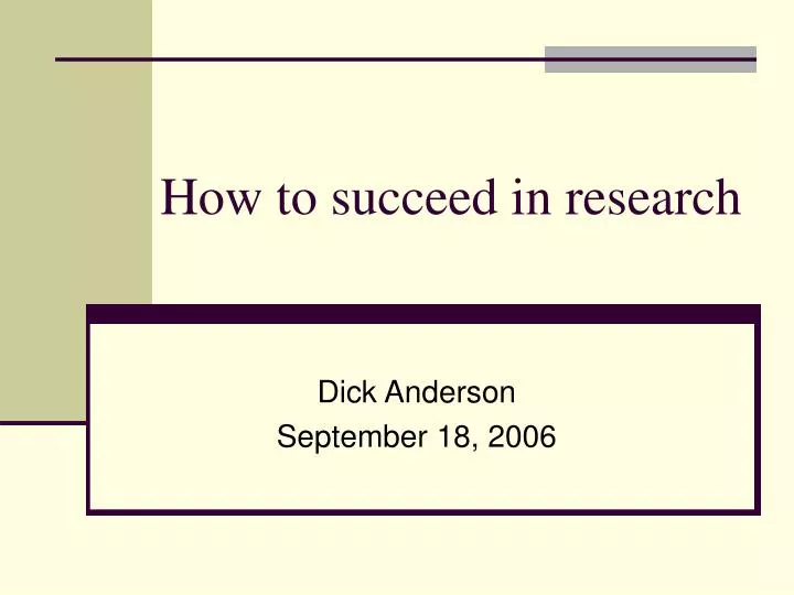 how to succeed in research