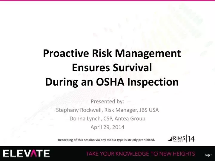 proactive risk management ensures survival during an osha inspection