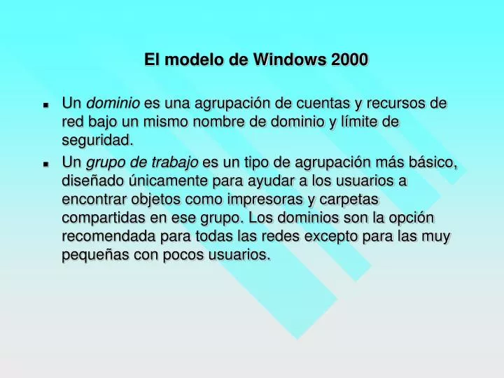 el modelo de windows 2000