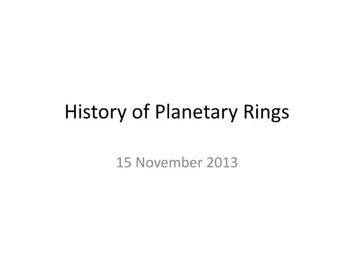 history of planetary rings