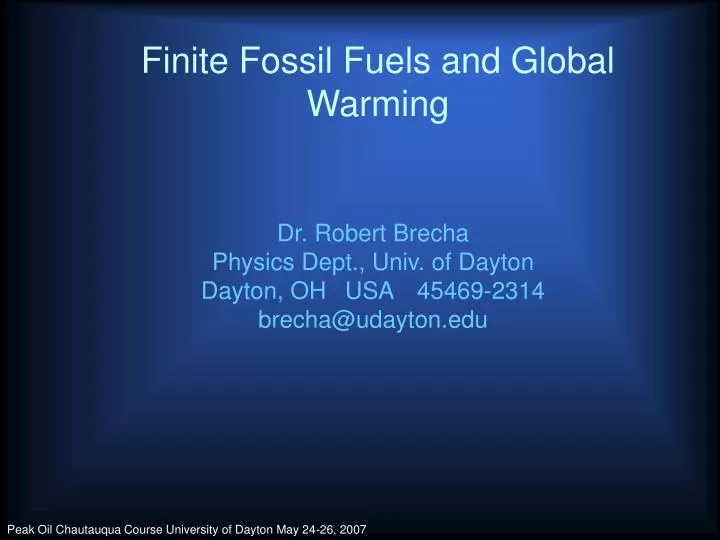 finite fossil fuels and global warming
