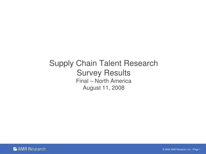 supply chain talent research survey results final north america august 11 2008