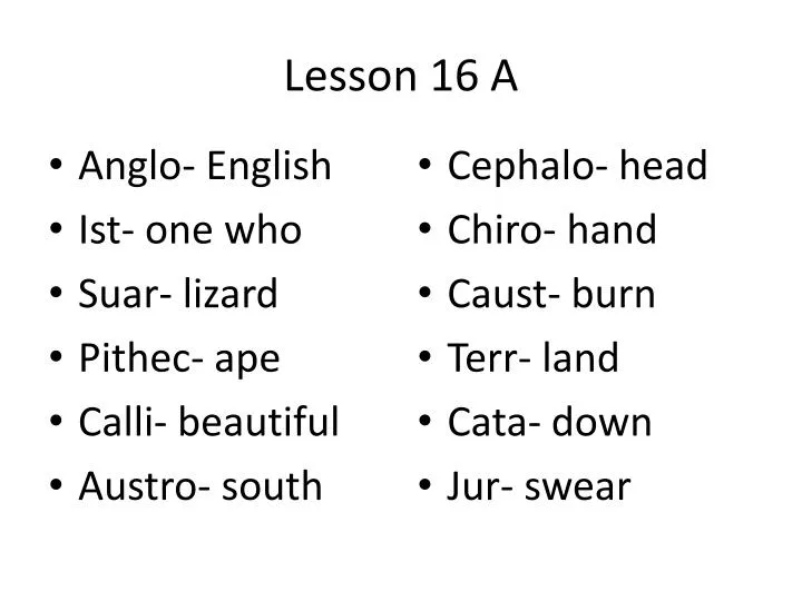 lesson 16 a