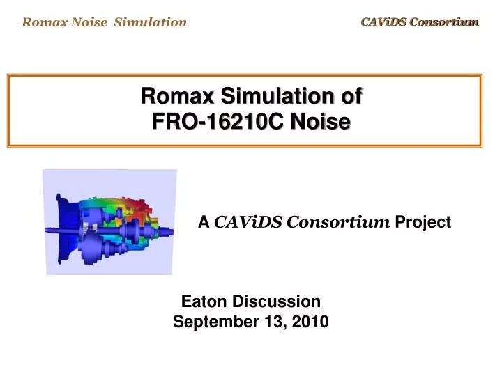 romax simulation of fro 16210c noise