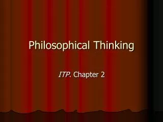 Philosophical Thinking