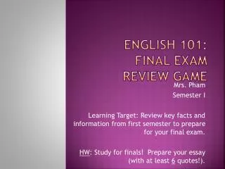 English 101: Final Exam review game