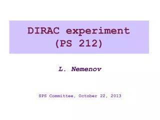 DIRAC experiment (PS 212)