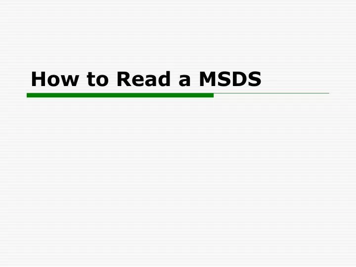 how to read a msds