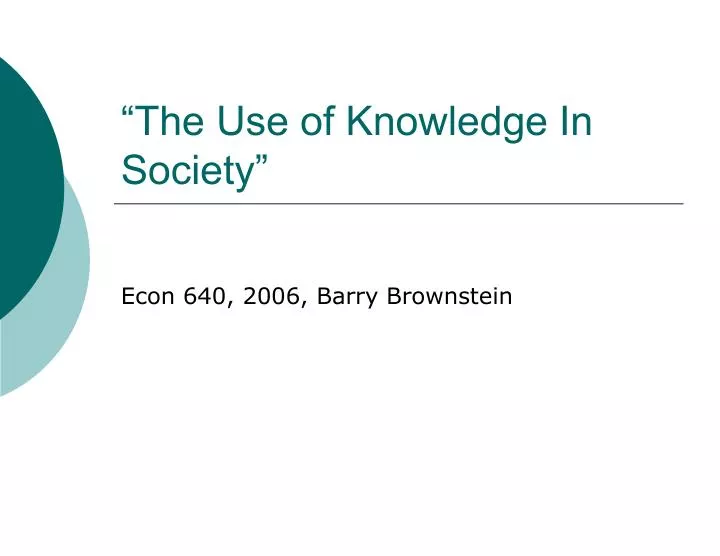the use of knowledge in society