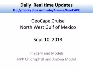 GeoCape Cruise North West Gulf of Mexico Sept 10, 2013