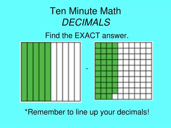 ten minute math decimals