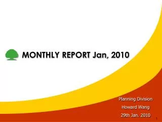 MONTHLY REPORT Jan, 2010