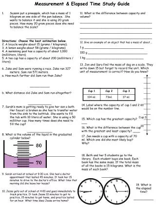 Measurement &amp; Elapsed Time Study Guide