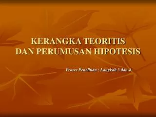 kerangka teoritis dan perumusan hipotesis